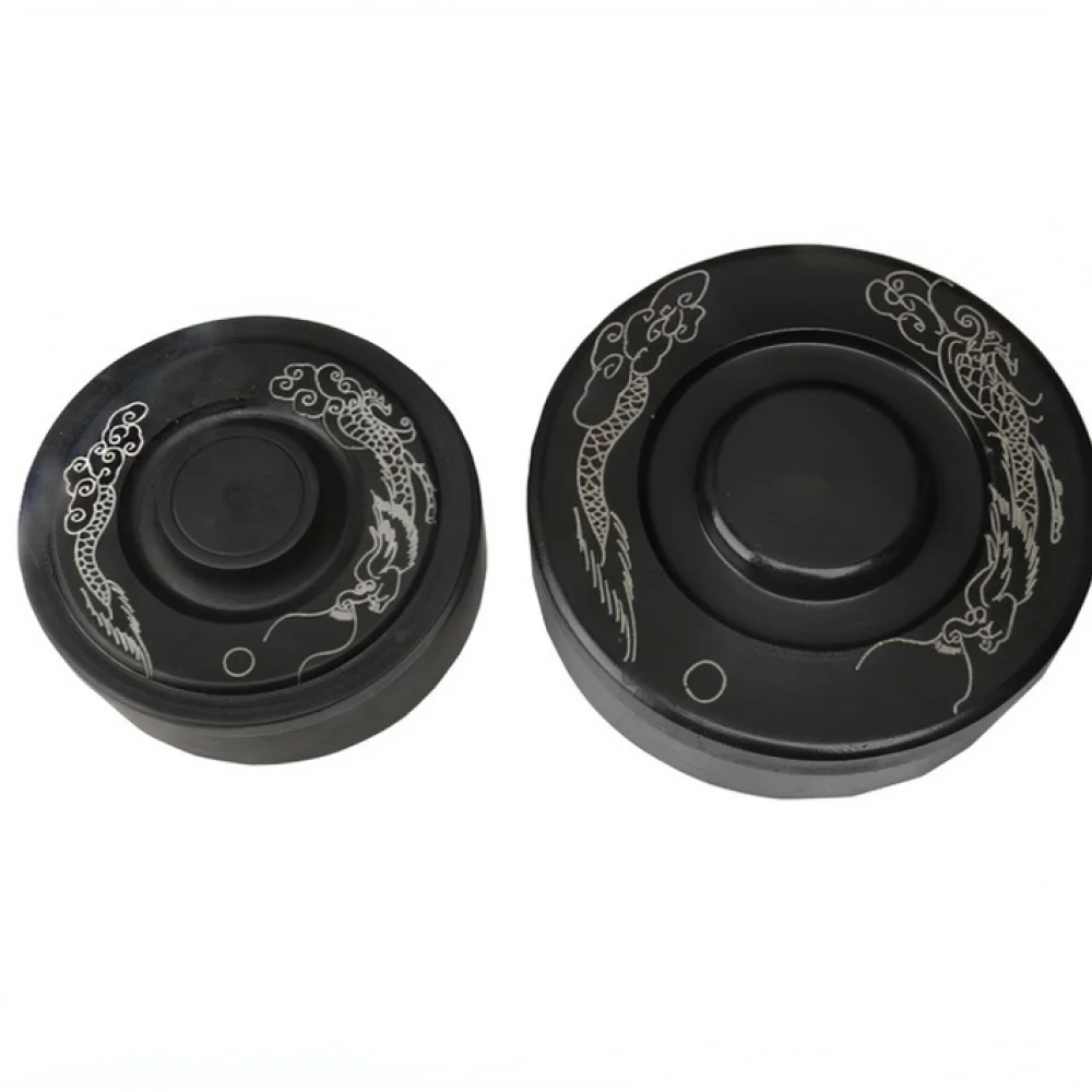 Durable Round Ink Well With Lid Natural Stone Calligraphy Grinding Plate For Beginner Artist Writing Art Supplies