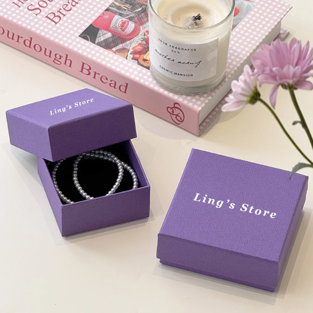 

50Pcs Chic Personalized Logo Jewelry Box Ring Earring Bracelet Necklace Boxes Flannel Bag Packaging Paper Case Handbag Container