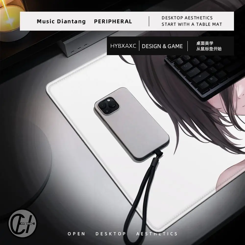 Mouse pad laptop kawaii anime menina reze teclado pc preto e branco flor desktop mouse pad c-serra homem gaming mousepad