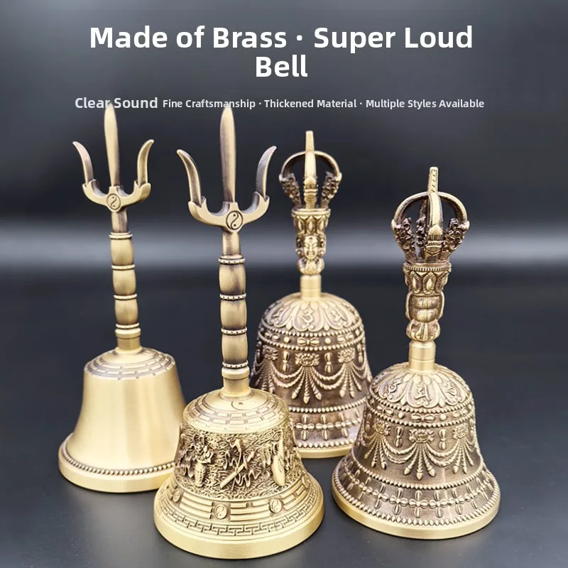 جرس نحاسي كبير الحجم بثلاثة أجراس شفافة، جرس تاي تشي بثمانية أشكال، جرس يدوي، جرس داوني، جرس مثلث، جرس بوذي، جرس فاجرا #1