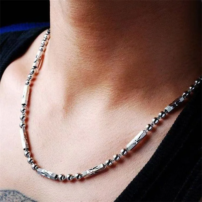 Collar de cadena hexagonal gruesa para hombre, de plata de ley 999, un regalo de joyería de plata fina y elegante, ideal para el novio.