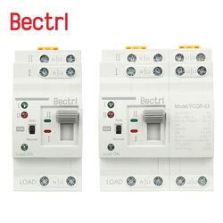 2P AC 220V 63A 2 Poles Dual Power Automatic Transfer Switch Electric Switch PC Type Switch Household Din Rail