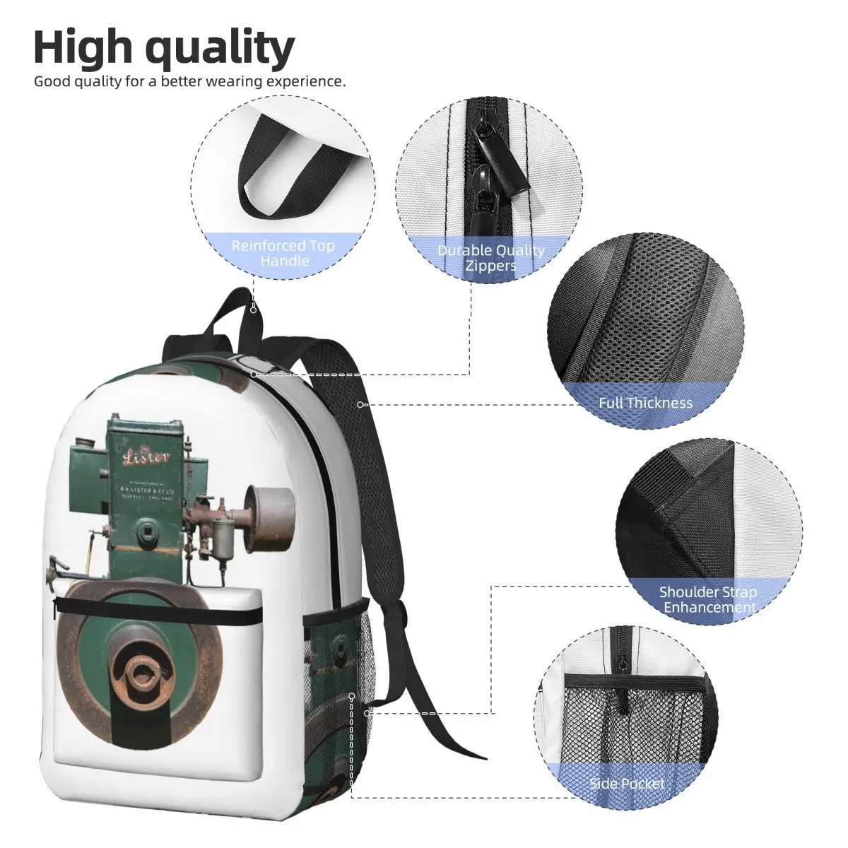 The Lister D Backpack Daypack Large Capacity Children BookBag School Bag Shoulder Bags for Men Women