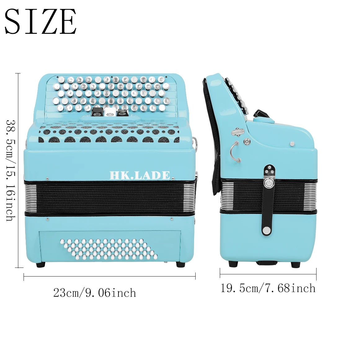 Blue HK · LADE  Bayan Accordion 62 Key 60 Bass 3 Pitch Key Button Professional  Accordion Keyboard Instrument Accordion