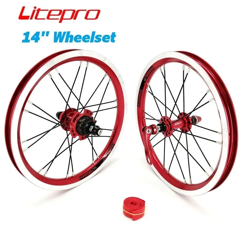 

Litepro 14" Folding Bike 74mm 85mm Front Rear Wheel Set Aluminum Alloy Double Wall Rims 9T Freewheel Bearing Hub 20H