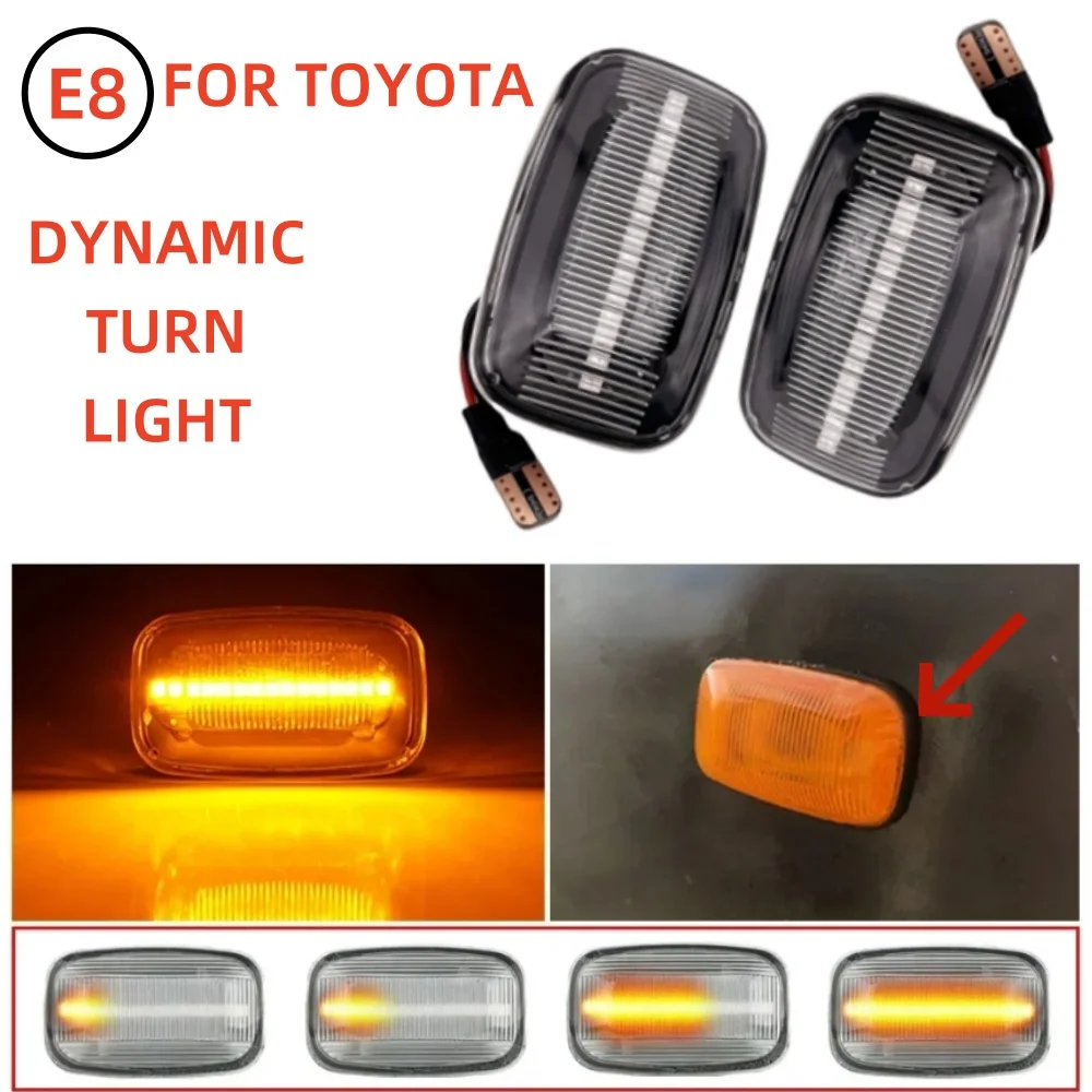 

For Toyota Land Cruiser Landcruiser 70 80 100 Series Dynamic LED Side Marker Fender Lights Turn Signal Sequential Blinker Lamps
