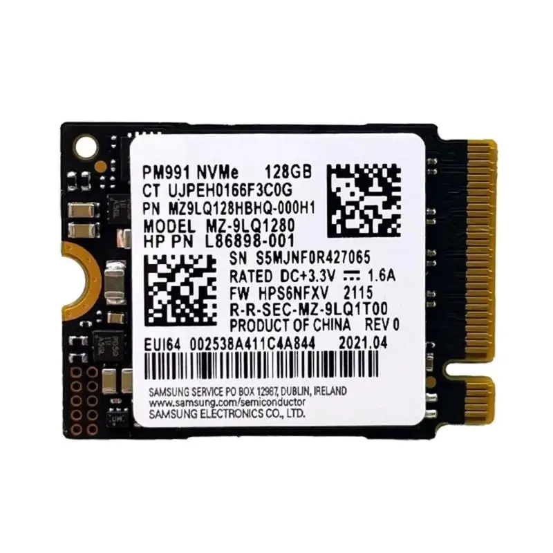 

PM991 128G 2230 PCIE3.0 NVME SSD Высокоскоростная передача данных для ноутбуков планшетов накопителей жестких дисков