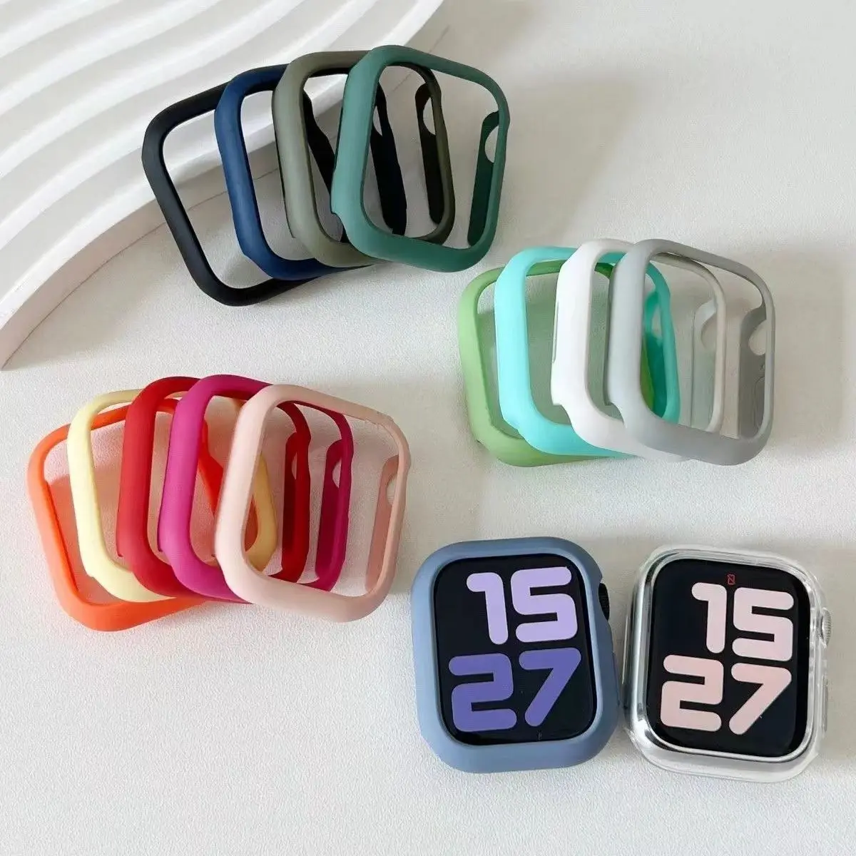 yZ[zSoft Silicone Case for Apple Watch 11-10 46mm 42/40/44/41/45mm Bumper protector Cover iwatch Series 9 8 7 6 5 4 SE 3 Accessories