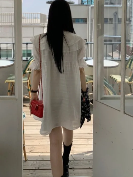 ชุดเดรสทรงหลวมสไตล์หวานแบบใหม่สำหรับฤดูร้อน ลายจีบระบาย ดีไซน์น่ารัก เหมาะสำหรับใส่ไปทำงานหรือโอกาสต่างๆ...