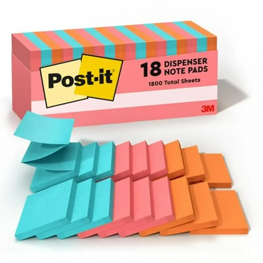 

Popup Notes 3x3 in 18 Pads America's 1 Favorite Sticky Notes Poptimistic Collection Bright Colors Pink Orange Blue Clean Remova