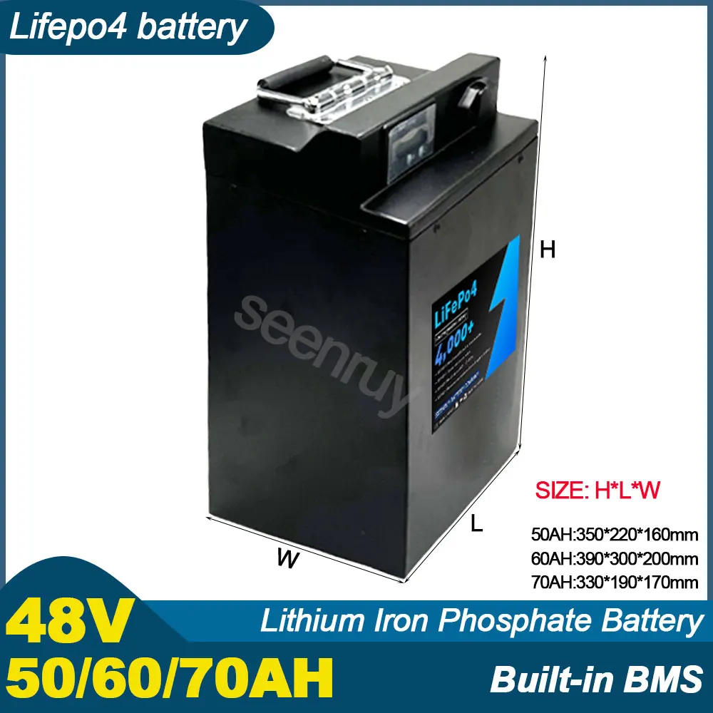 48V 50AH 60AH 70AH Lifepo4 With Charger Lithium Iron Phosphate Battery For 3000W 5000W 8000W Ebike Tricycle Motorcycle Scooter