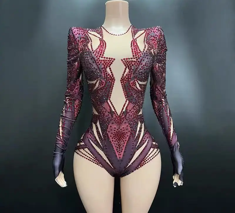 

Коммерческое выступление певицы, ослепительный наряд для выступлений, сексуальный комбинезон с треугольными чашечками в европейском и американском стиле