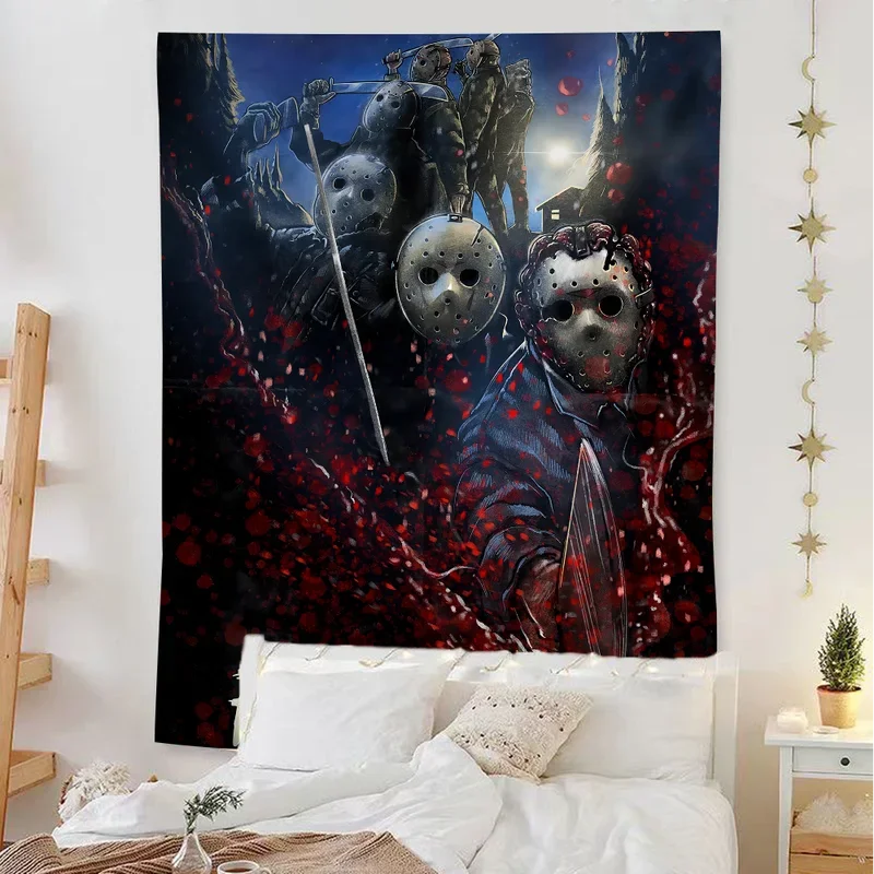 Friday the 13th DIY Wall Tapestry Hippie Flower Wall Carpets Dorm Decor Wall Art Decor # 0@