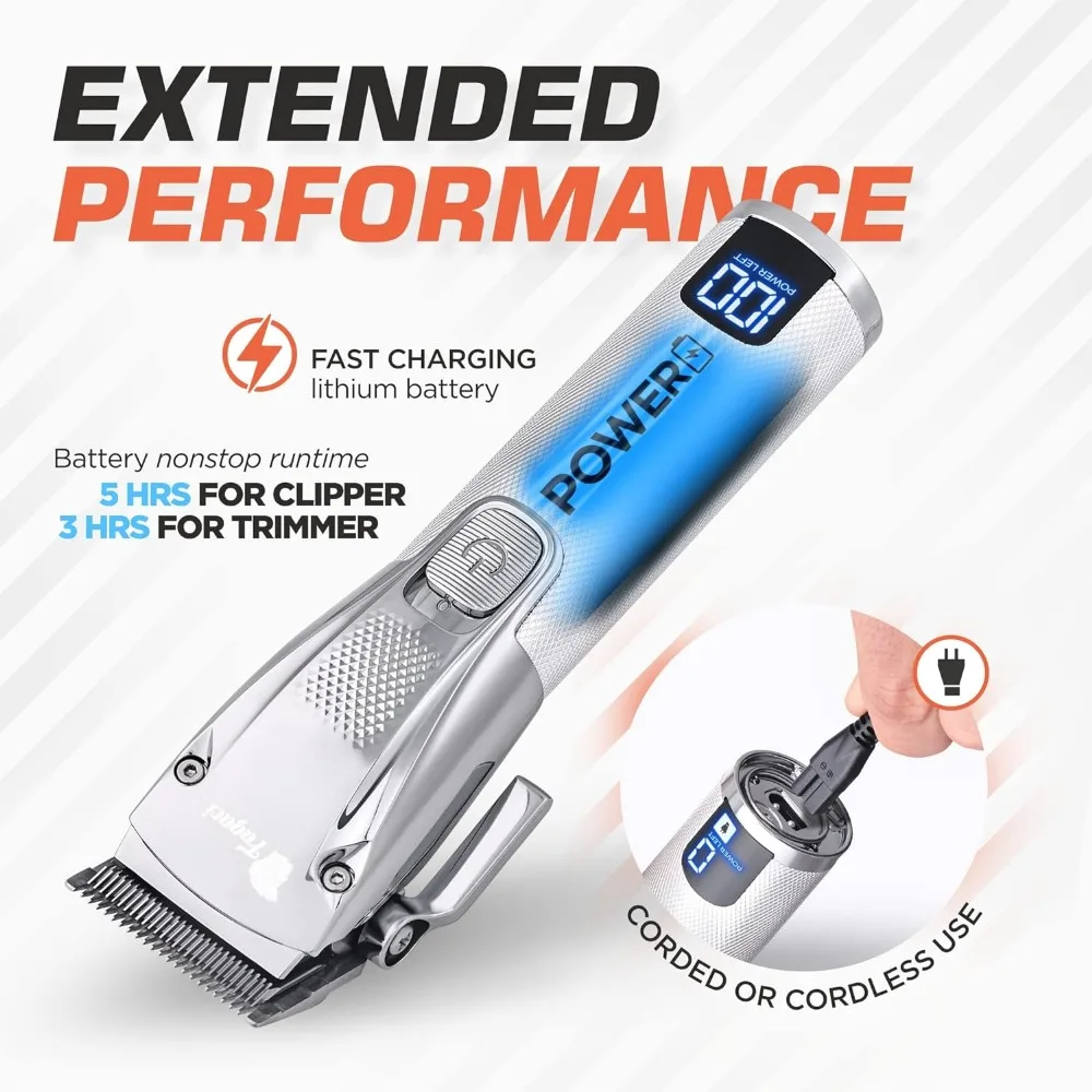 Professional Hair Clippers for Men Set Turbo Power with Precise Cutting, Cordless Hair Clippers and Trimmers Set, Haircut Kit