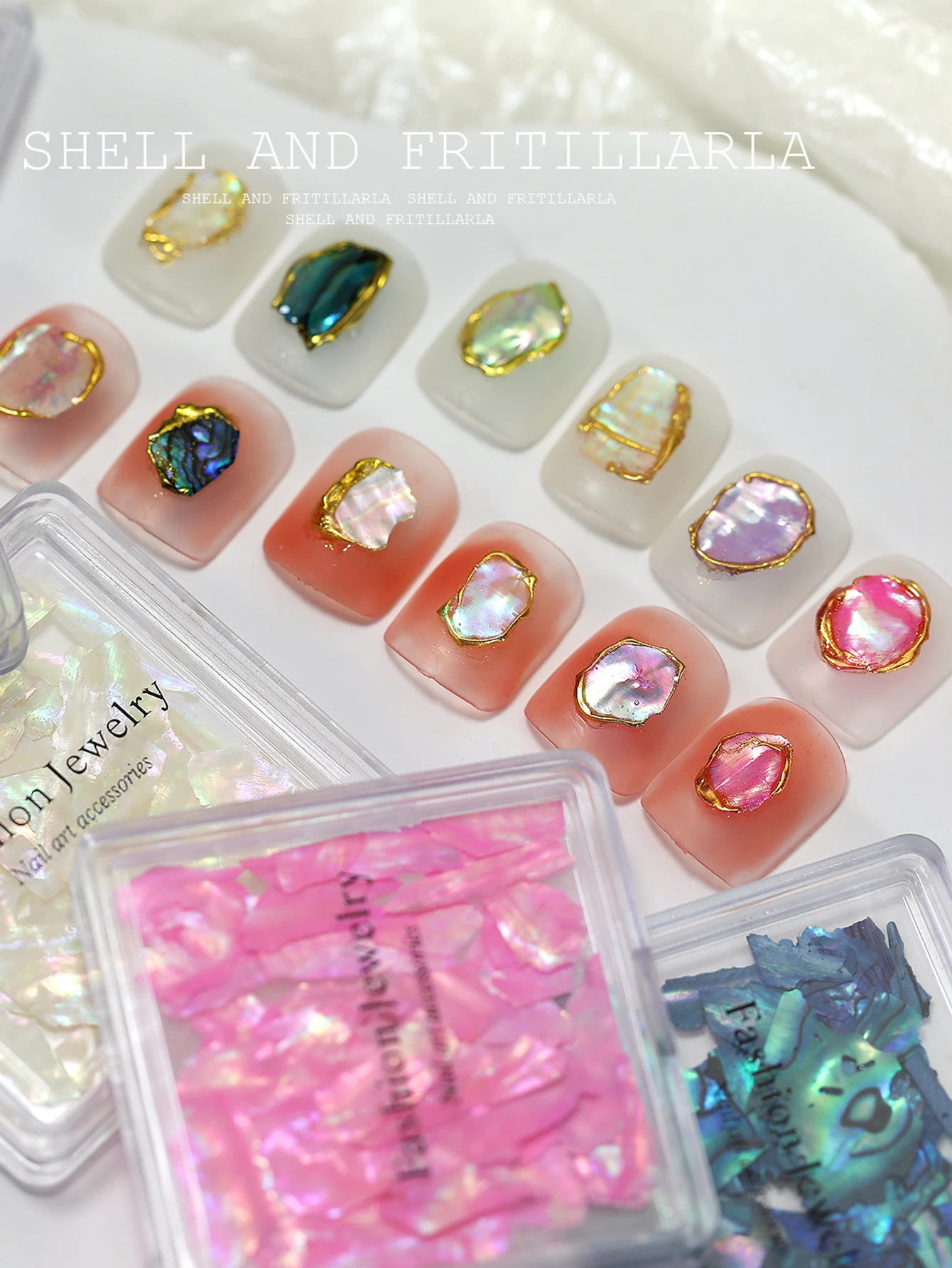 Sparkling Aurora Seashell Slices 3D Holographic MagicColor Nail Decor Glitter lrregular shell sliceSequins For DIY Designs