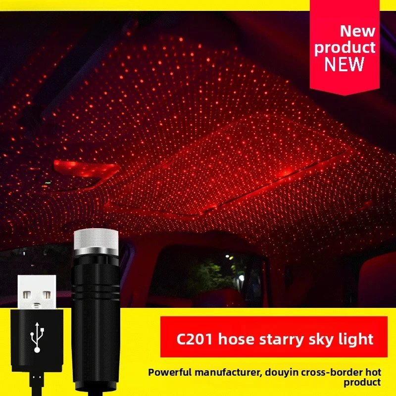 Car Welcome Light Usb Star Laser Projection Car Voice Activated Atmosphere Light Roof Full Sky Led