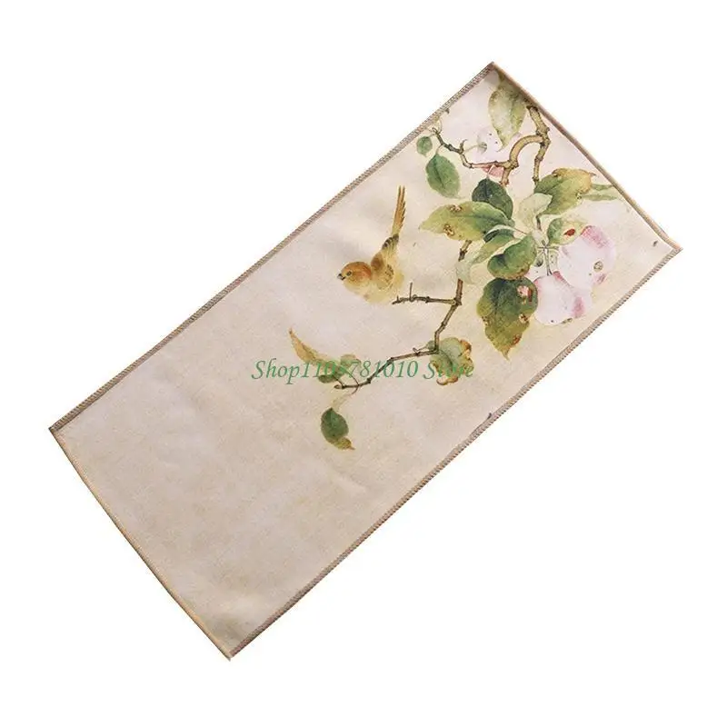 U55D Chinese Painted Tea Towel Suede Cleaning Cloth Thickened Absorbent Rag for Home Office Kitchen Kung Fu Tea