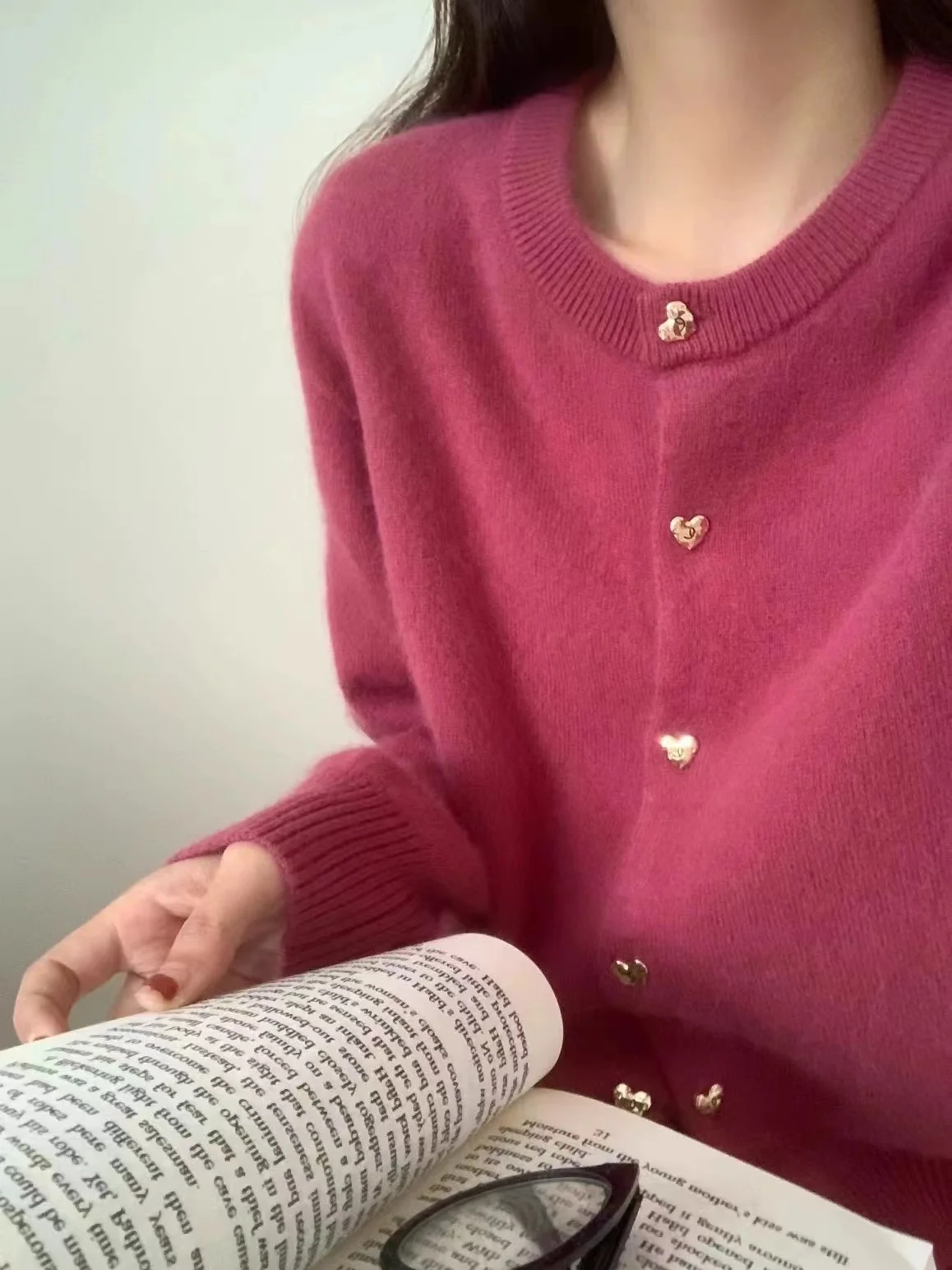 

Кашемировый вязаный кардиган женский с круглым вырезом и пряжкой, однотонный свитер Joker, свитер, пальто