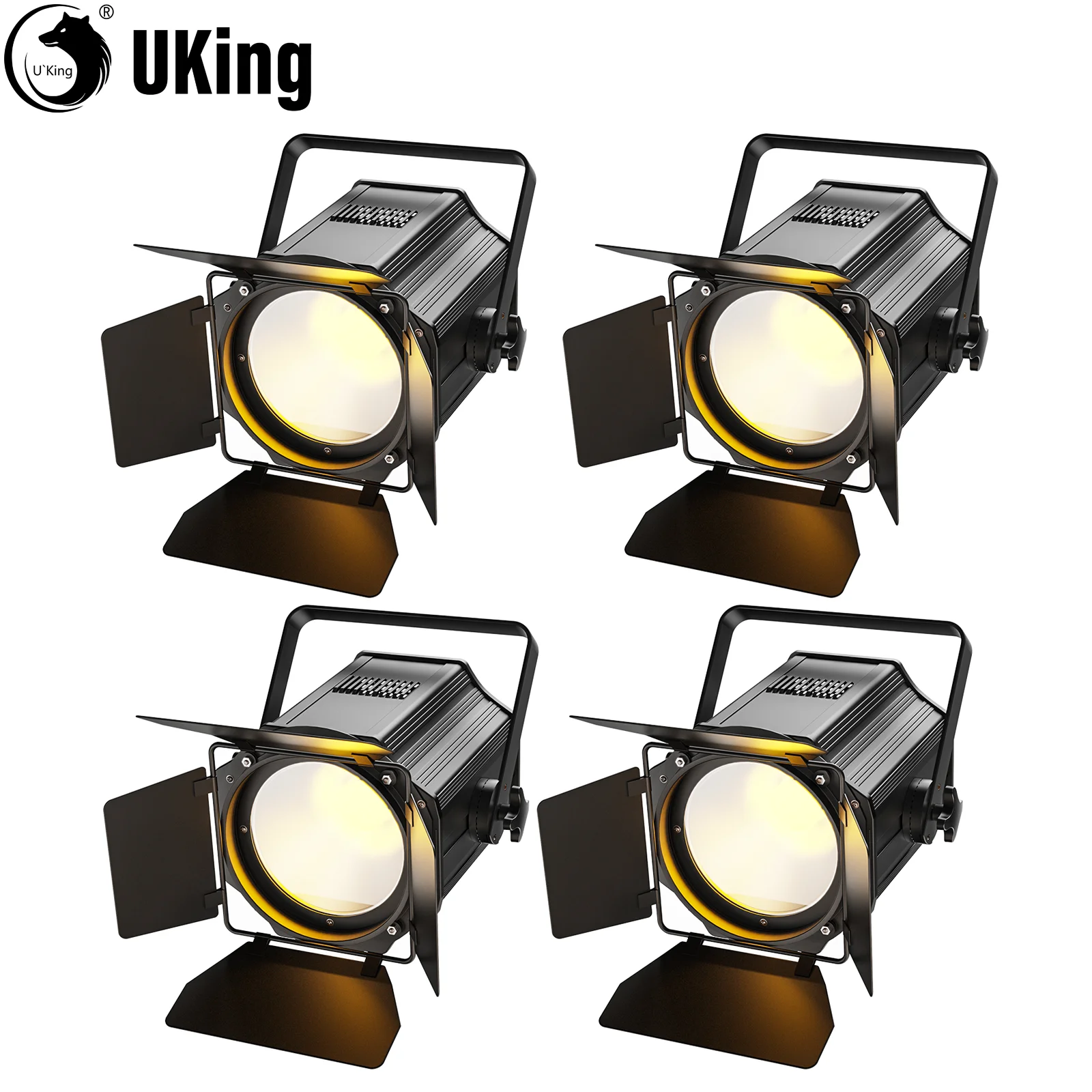U'King 4Pcs 200W LED COB Par Lights With Barndoor Warm&Cold White Linear Spotlights DMX Stage Lights For Stage Party Concert