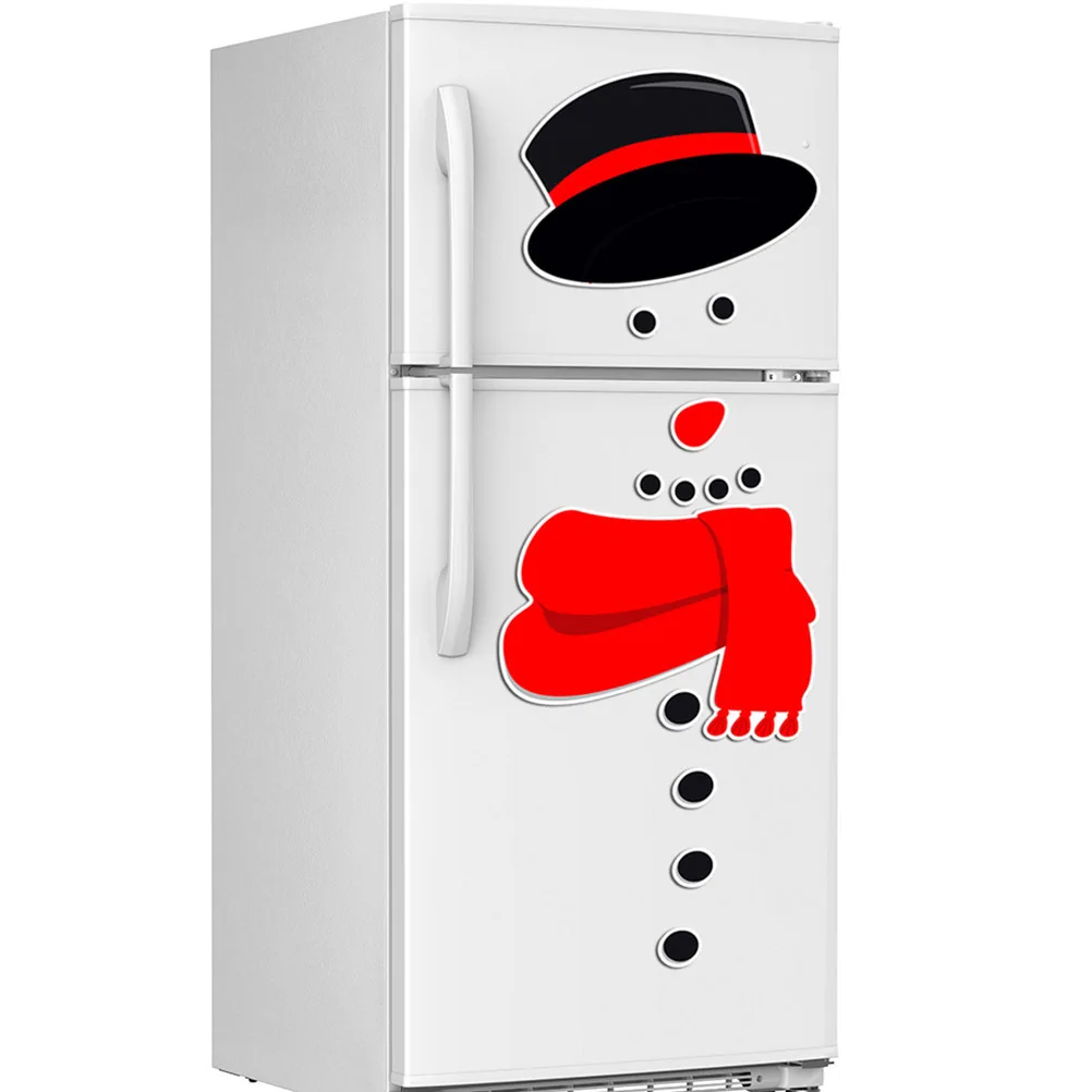 

Xmas Snowman Refrigerator Magnetic Sticker Christmas Fridge Wall Decor Removable Festival Decoration Refrigerator Sticker