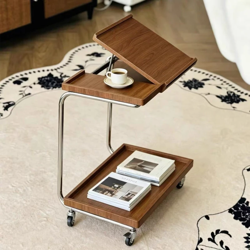 Multifunction Coffee Table Flip Tilt Desktop New Upgrade Hardcore Material Thickening Tea Table with Wheels Trolley Storage