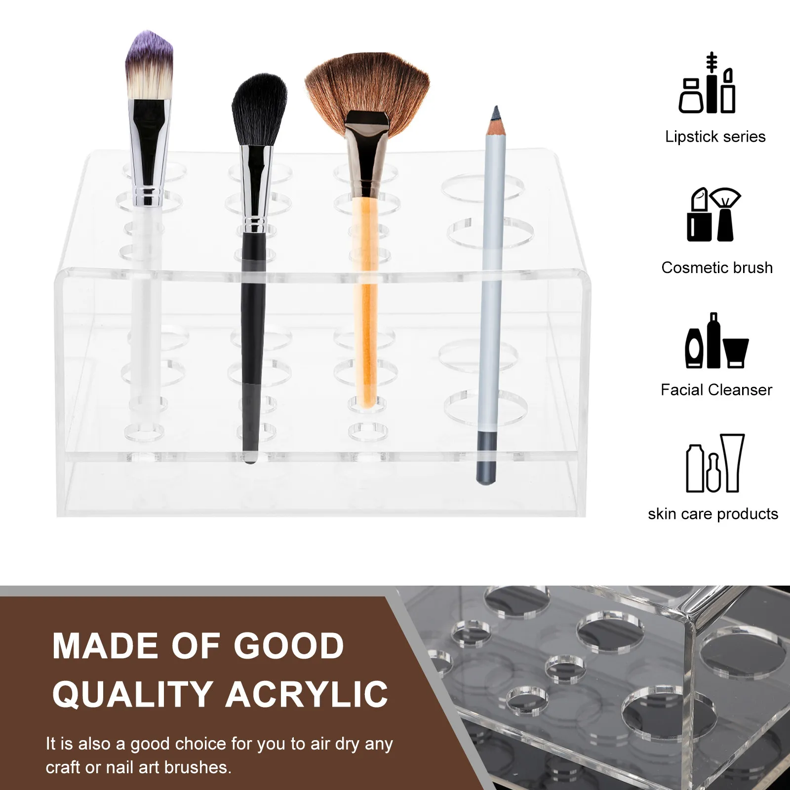 

Органайзер для кистей для макияжа, акриловый, большой емкости, для кистей, помад, подводок для глаз, косметики, настольный контейнер для хранения