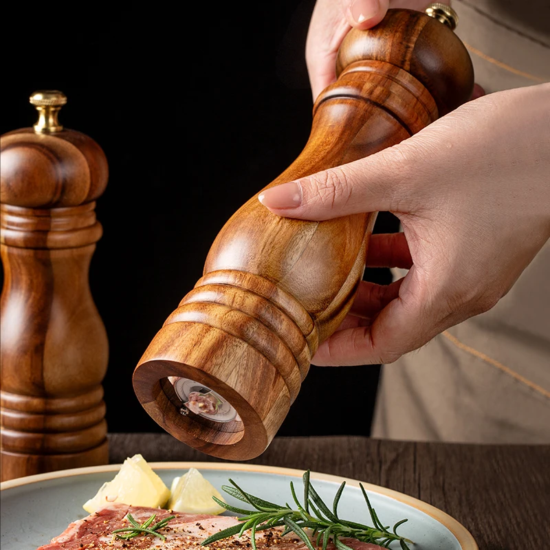 Acacia Wood Pepper Mill Grinders with base pepper mill Spice Mill for Tableware Kitchenware