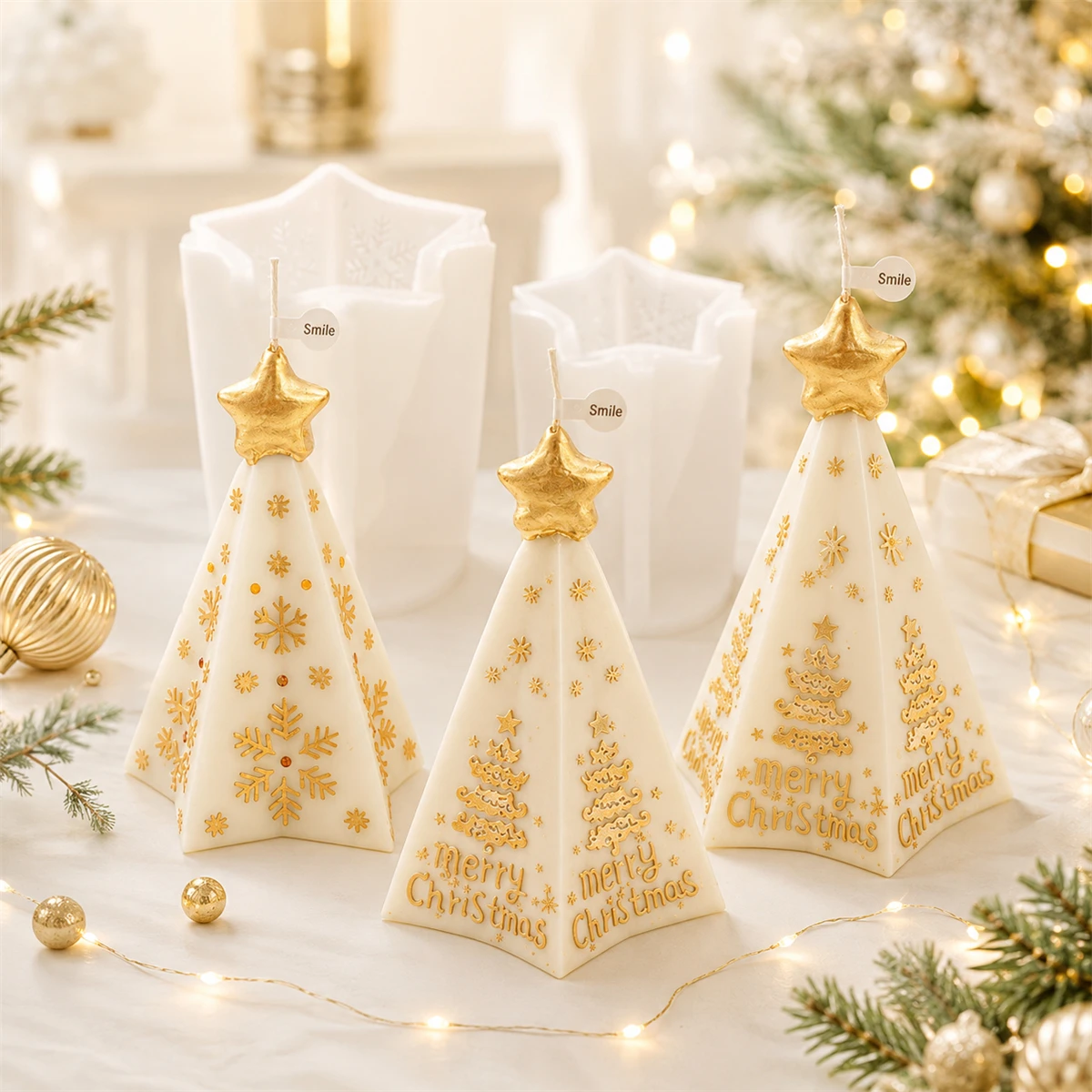 Xmas Candle Making - 3D Geometry Xmas Tree Candle Silicone