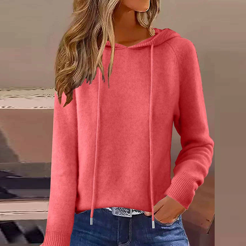 2025 جديد الخريف الشتاء الصوف هوديس سترة المرأة عادية كم طويل محبوك البلوز الإناث البلوزات بلوزة عصرية القمم