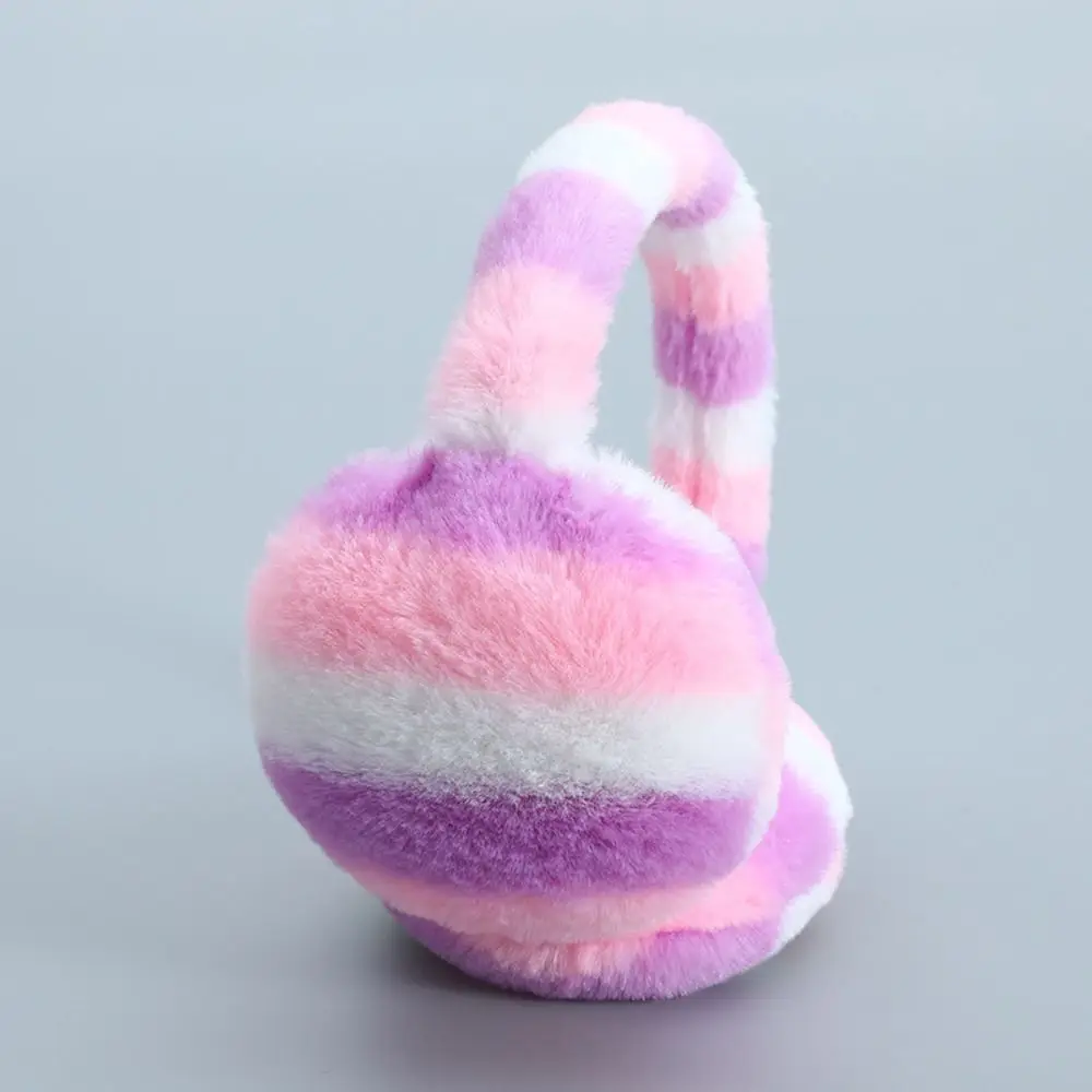 Winter Warm Soft Earmuffs Thickened Rainbow Color Fluffy Earflaps Antifreeze Ear Protection Ear Warmer For Women Men Outdoor