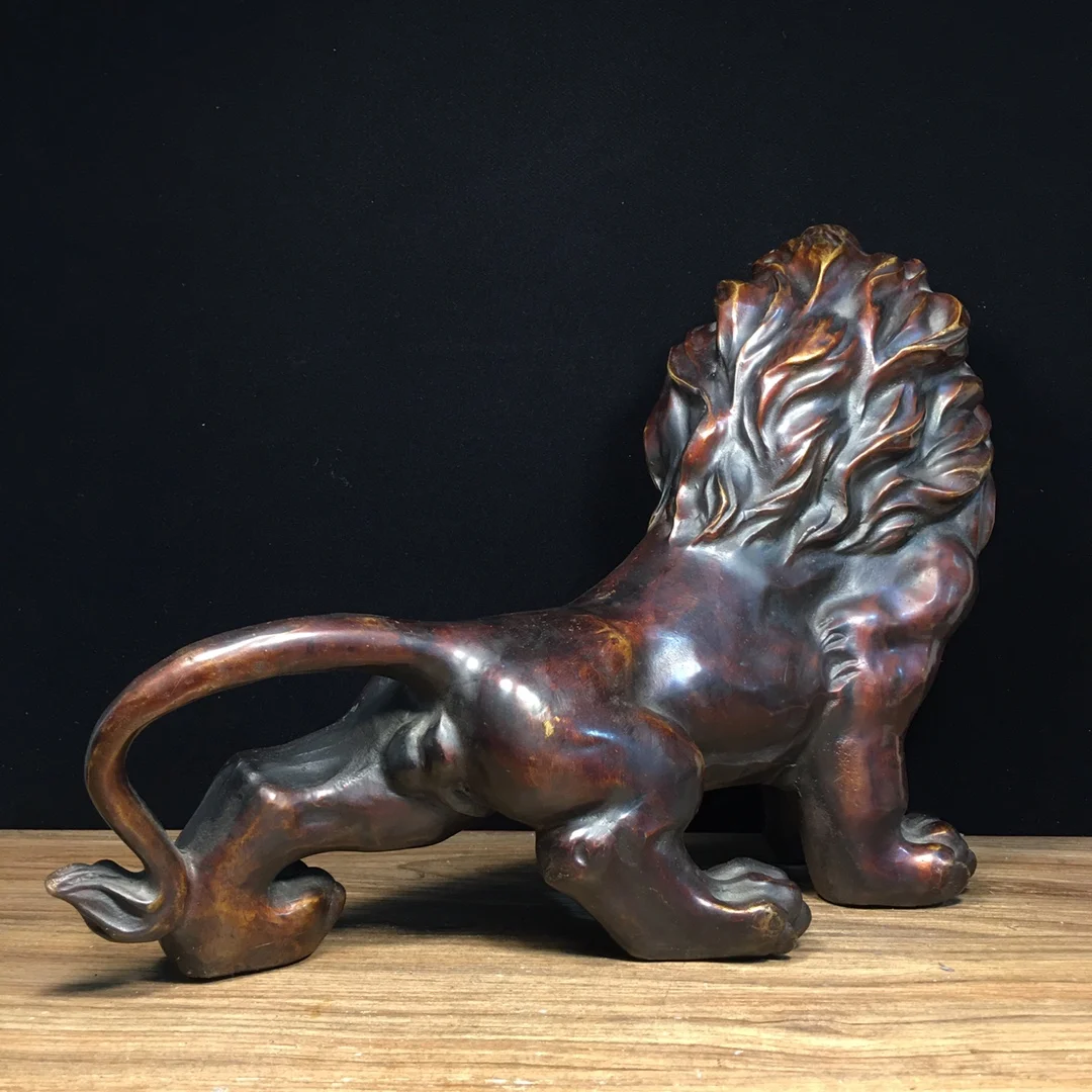 Pure copper lion everything goes smoothly, home office mascot ornament, length 36cm, width 12cm, height 28cm, weight 4350g