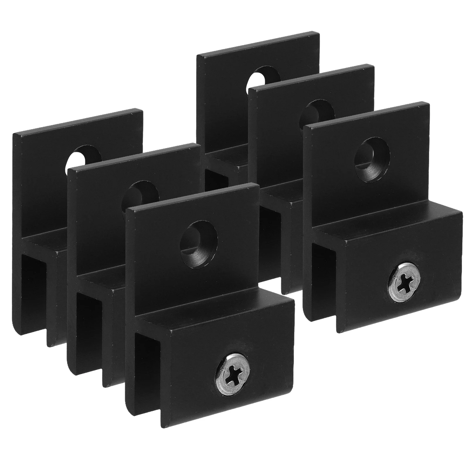 

6pcs Clamp Black Aluminum Alloy H-Type Glass Fixing Clip For Frameless Mirror Wall Mounting Support Bracket Hardware Clamps For