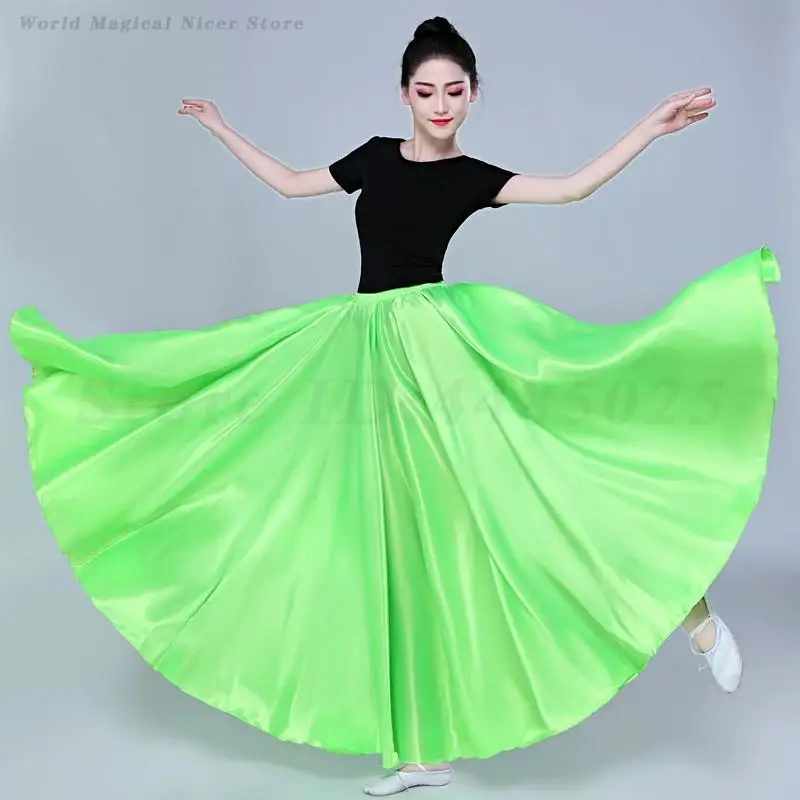 Faldas de satén con vuelo grande para mujer, falda de danza del vientre de Flamenco español, traje de baile tradicional para Festival, ropa de práctica de bailarina gitana