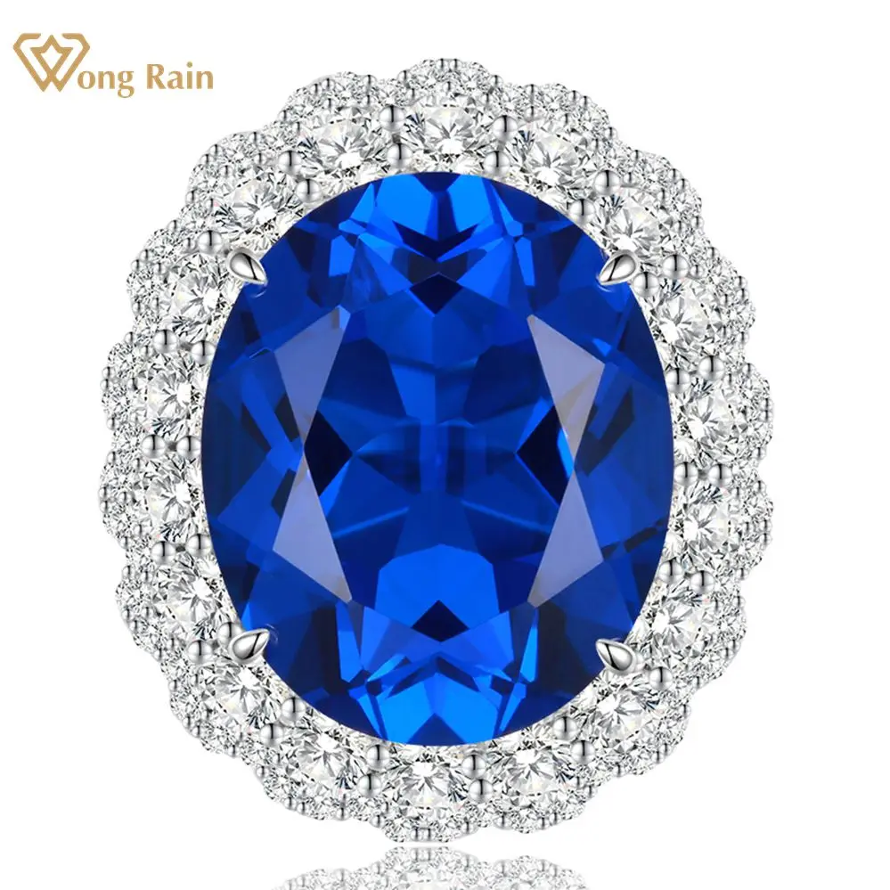 Wong Rain 925 Sterling Silver VVS 3EX 15 CT Created Moissanite Sapphire Gemstone Engagement Wedding Rings Fine Jewelry Wholesale