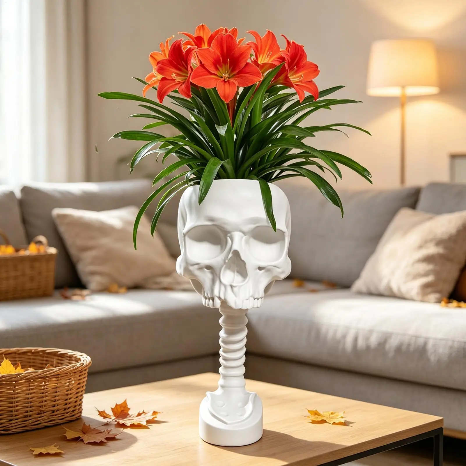 Skull Planter Gothic Resin Statue Table Centerpiece Flower Pot Container Succulents Cactus Holder Home Halloween Decoration