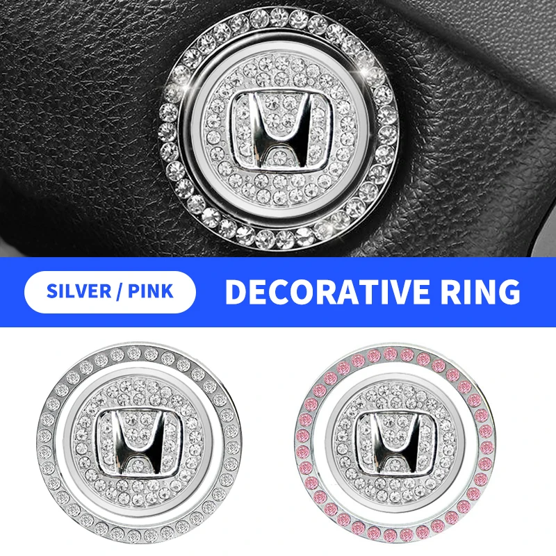 Car One-Click Engine Start Stop Switch Button Cover Rhinestone Sticker For Honda Civic Fit Jazz Accord CRV HRV City Odyssey