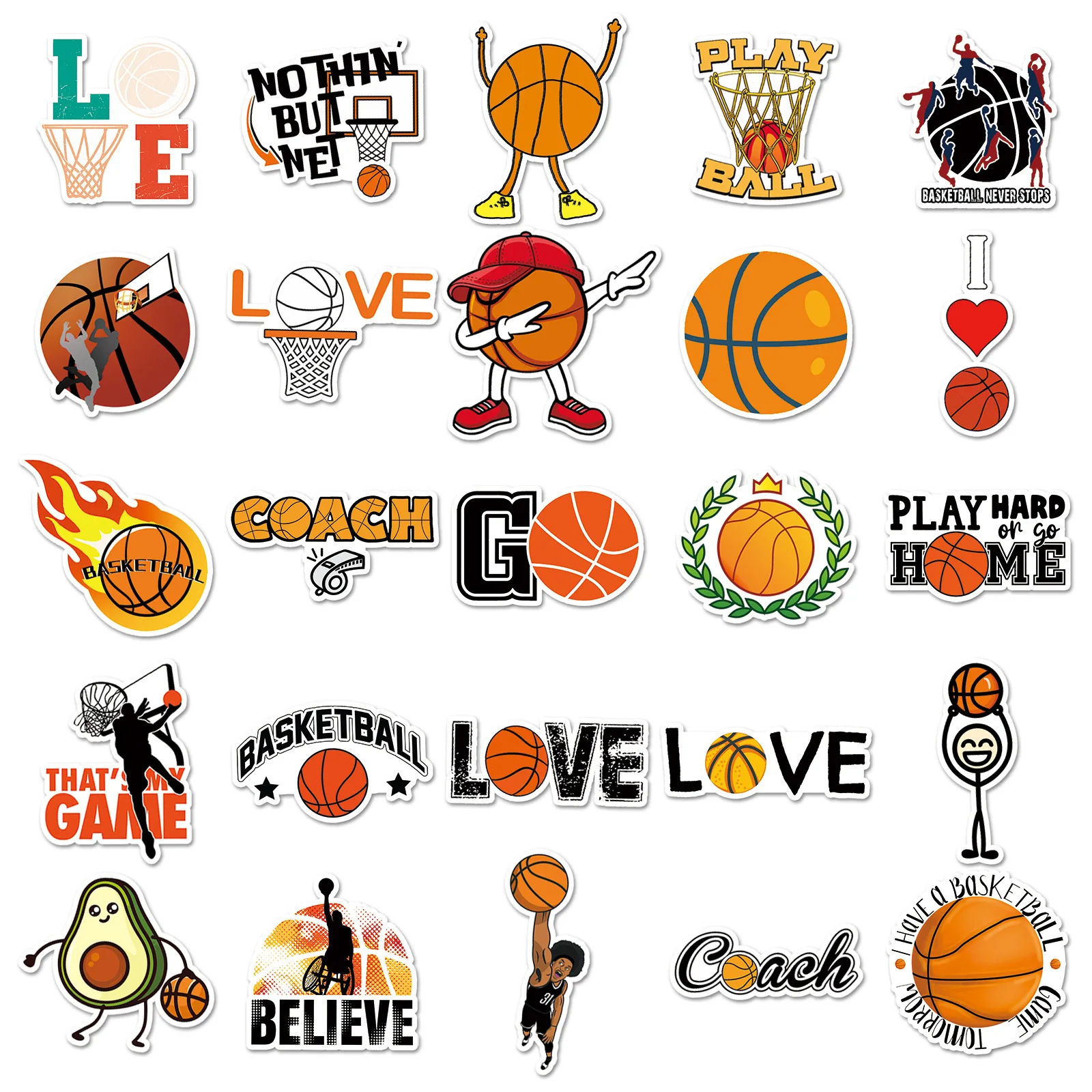 50PCS Cartoon Basketball Sports Stickers Graffiti iPad  Car Guitar DIY Personalized Wall Sticker Toys Decoration
