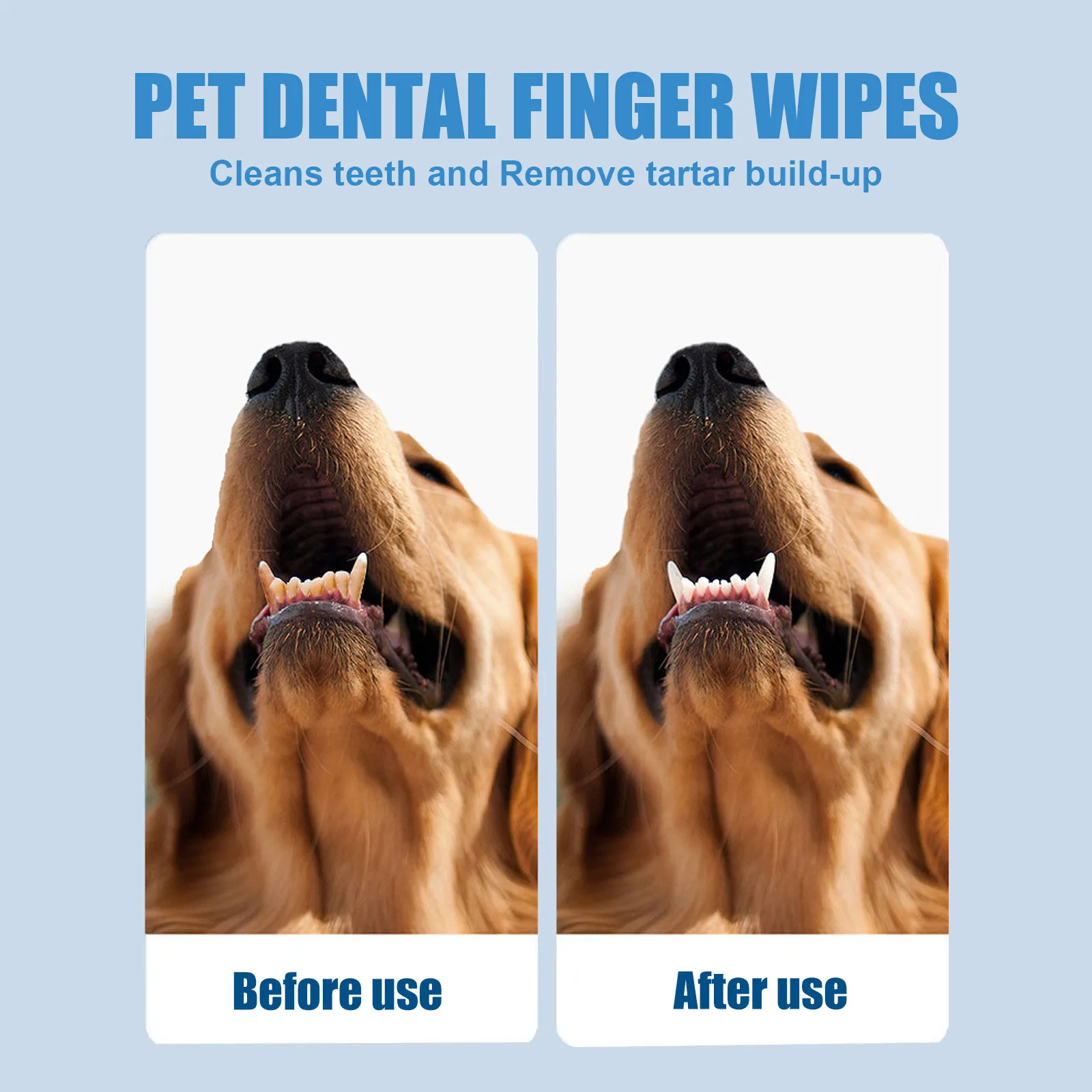 Teeth Cleaning Wipes for Dogs & Cats, Remove Bad Breath by Removing Plaque  , Disposable Gentle Cleaning & Gum Care