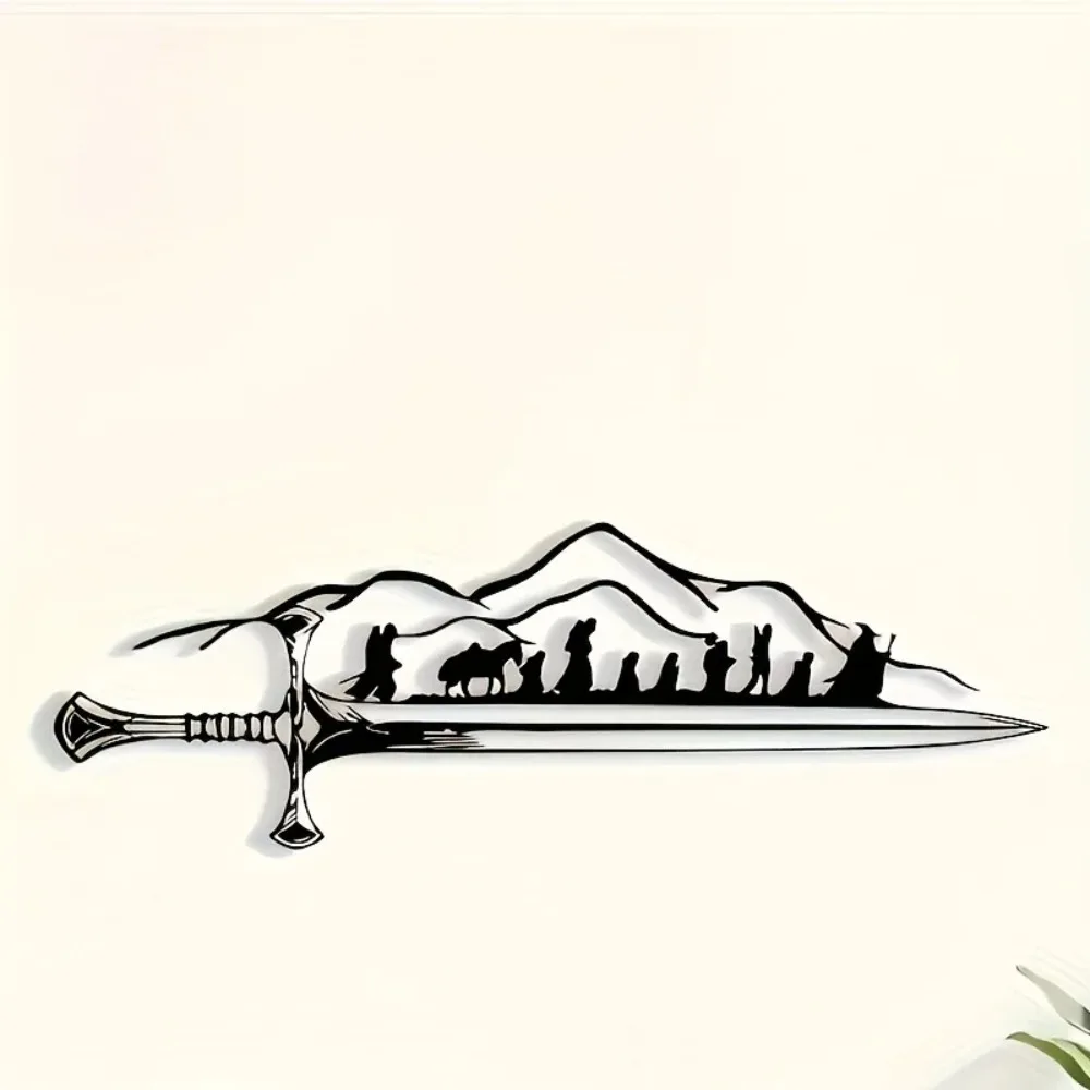 Elegante Eisen-Wanddekoration Schwarzes Bergmesser-Ausschnitt-Metallkunstwerk für Innendekoration TV-Hintergrundwand-Dekoration – Detail 1