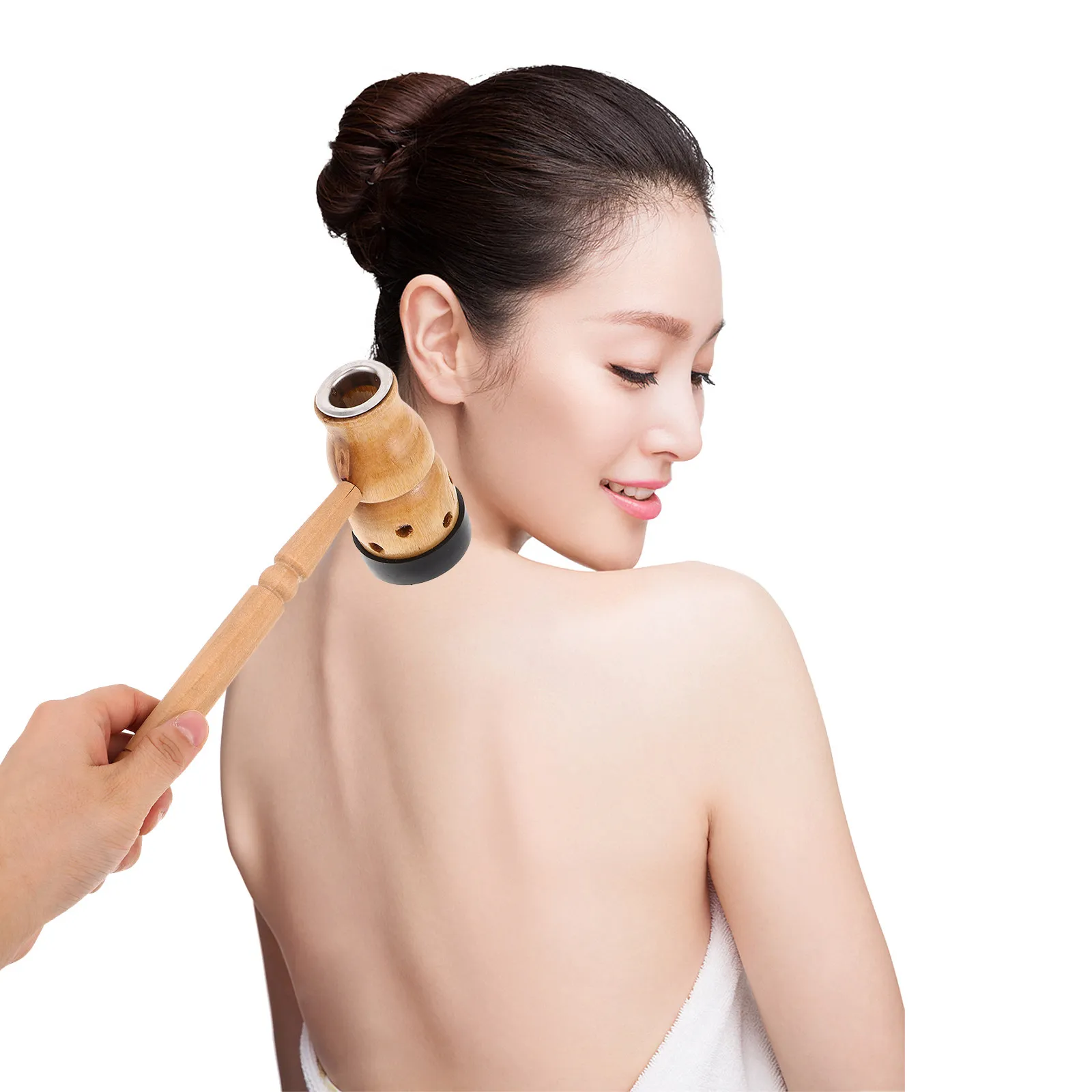 

Handheld Gourd-Shaped Moxibustion Box Natural Wood Burner Portable Moxa Strips Holder Acupoint Massage Tool Traditional Moxa