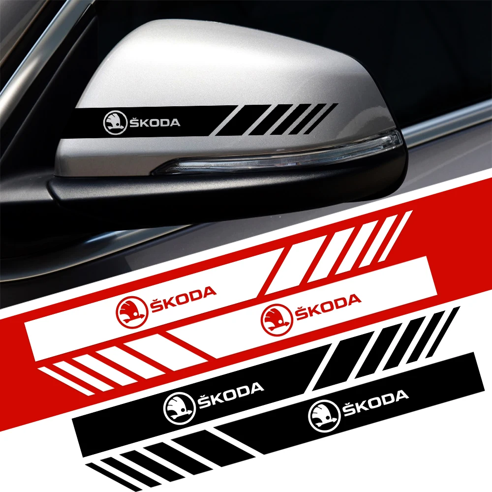 Car Rearview Mirror Side Decal Stripe Sticker Vehicle Body Accessories For Skoda Yeti Octavia 2 3 a5 Fabia Kodiaq Rapid Superb