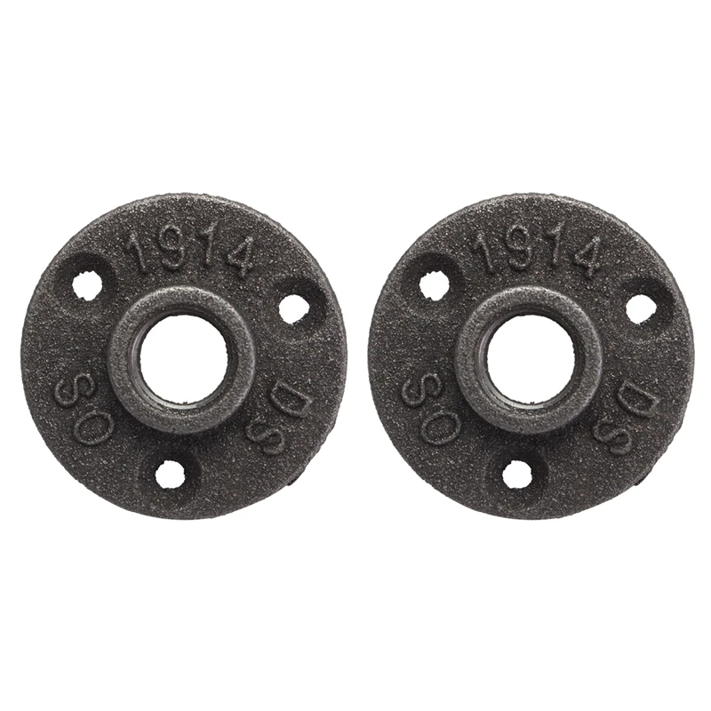 

2X 1/2 Inch Black Cast Iron Pipe Fittings Floor Flange BSP Threaded