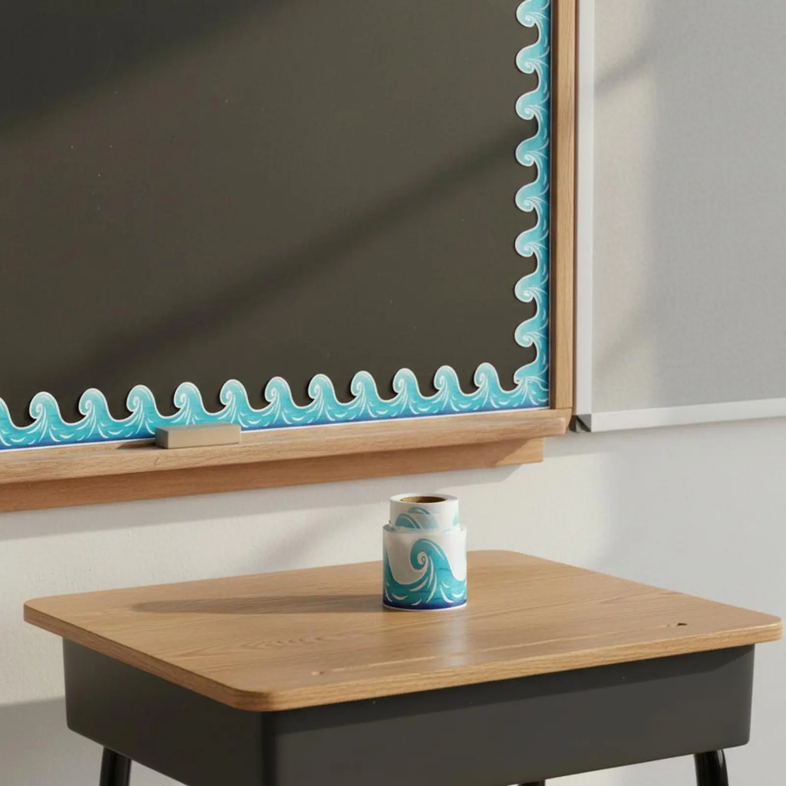 15 Oceanic Wave Sticker Border Long-Lasting Paper Wave Border Trim Sea Scalloped Trim Fade Resistant for Blackboard