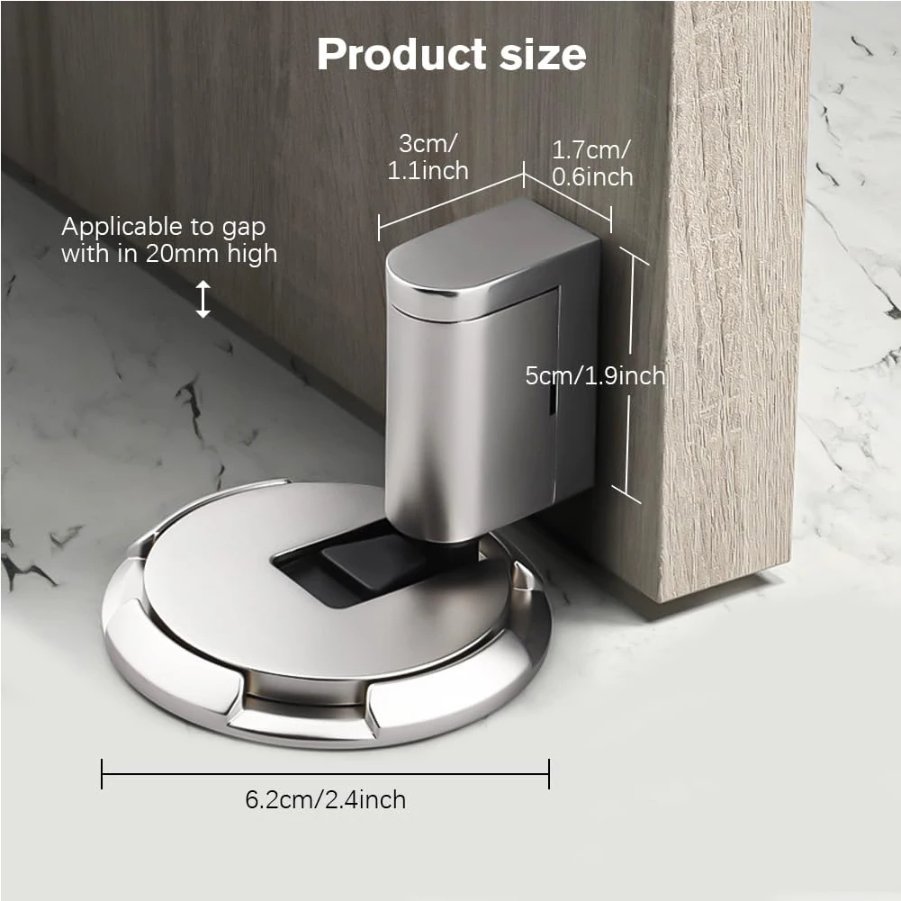Heavy Duty No Drill Door Stopper Magnetic Door Stopper Windproof Punch-Free Mechanical Silent Floor Door Stop for Bottom of Door