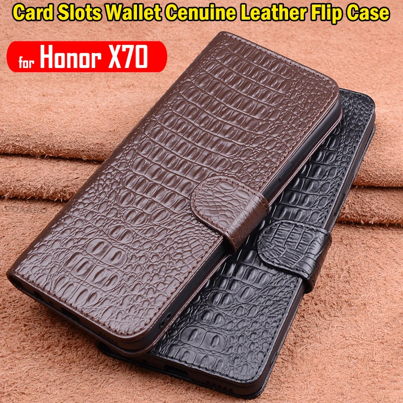 

Роскошный чехол для Honor X70, флип-чехол из натуральной кожи для Honor X70, чехол-кошелек с отделениями для карт и подставкой с магнитной пряжкой