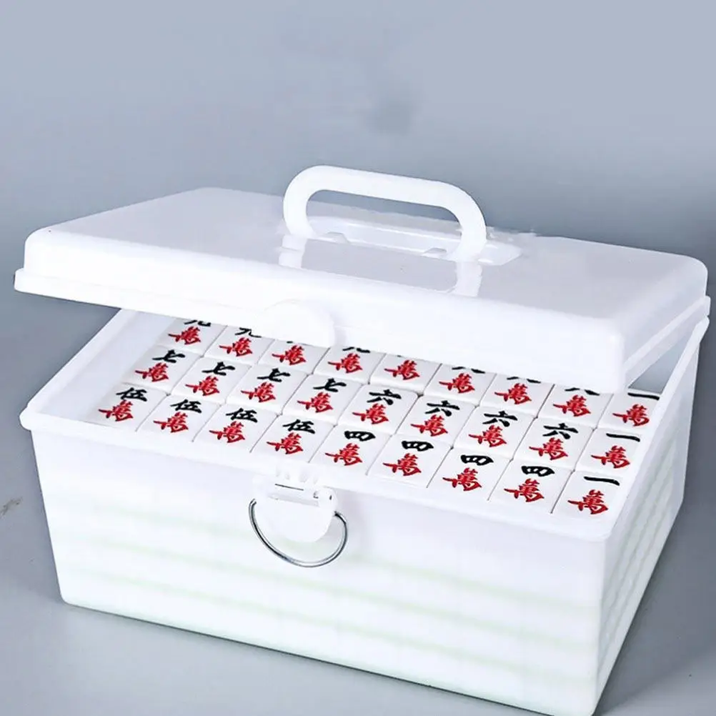 

Portable Mahjong Box Large Capacity Plastic Storage Box for Mahjong Tiles Household Organizer Smooth Edges Design
