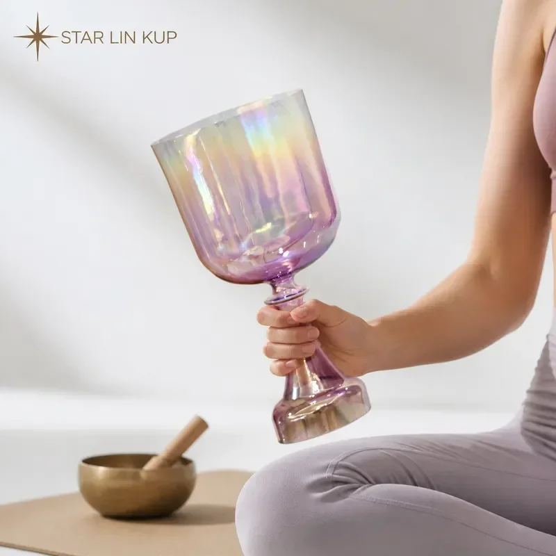 Purple Aurora Gradient Crystal Singing Bowl High Quality Alchemy Chakra Healing Sound Therapy Meditation