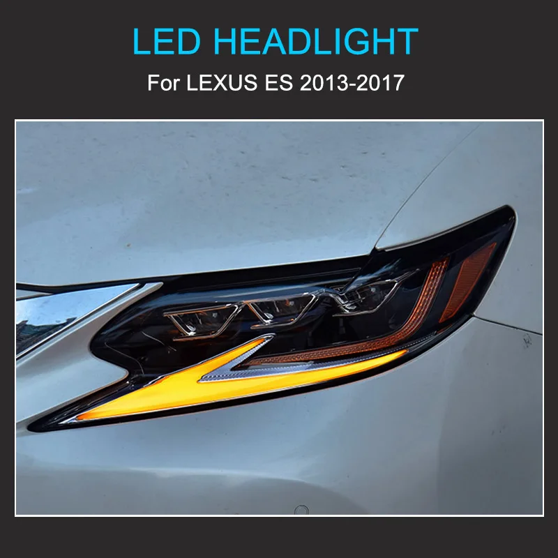 1 Pair LED Headlight Assembly for Lexus ES ES200 ES250 ES300 2013-2017 Plug and Play with LED DRL Dynamic Turning Headlights