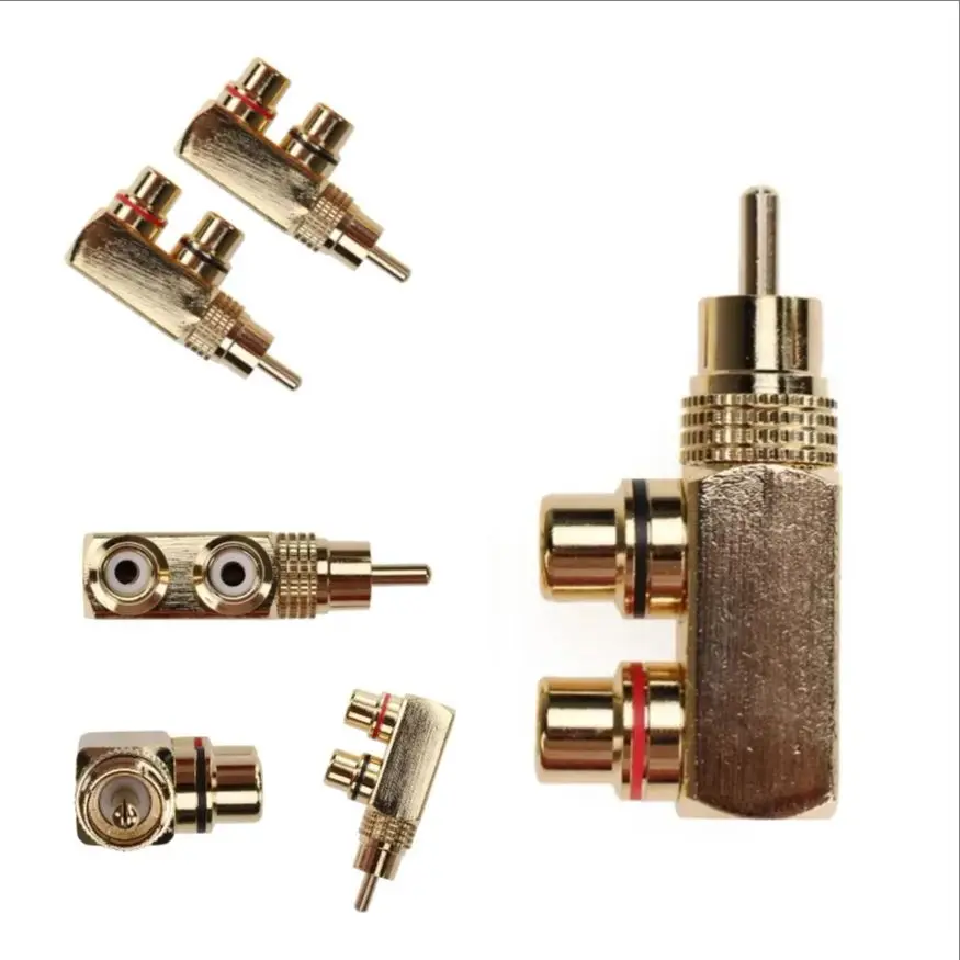 300pcs AV RCA 1 Male to 2 Female Connector Gold-Plated Audio Video Splitter Adapter for TV Amplifiers and Media Player