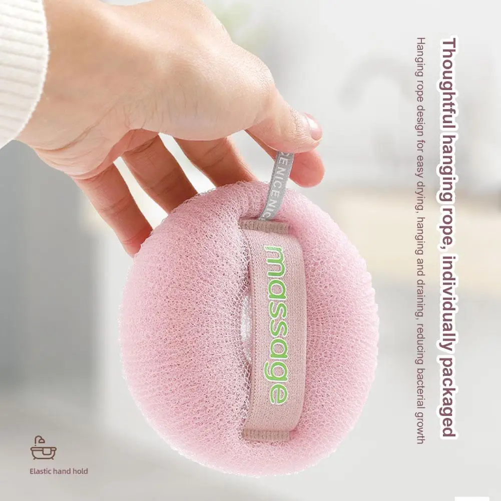 NEW Shower Loofah Bath Sponge With Hanging Rope Exfoliating Soft Mesh Body Scrubber Rich Lather 3D Knit Design For Smooth Skin